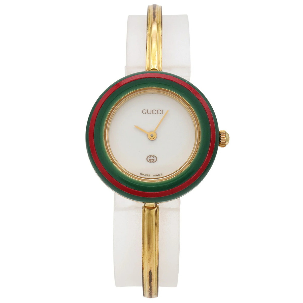 GUCCI Gucci Change Bezel White Dial GP Ladies Quartz Watch 11 12